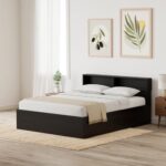 Amazon Brand – Solimo Neptune Engineered Wood Queen Wenge Finish Bed With Storage (Brown)