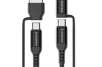 Ambrane 4-In-1 Type-C & Lightning Usb Cable With 60W Fast Charging, 480Mbps Data Sync, Pd Technology, Compatible With All Type-C And Apple Devices, 1.2M (Acqcs-12 Black)