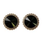 Estetica Antique Silver Black Stud Earrings For Women | Glass Stone Studded Designer Studs | Trendy Metal Stud Earrings | Women Earring | Girl Earring Pack Of 1