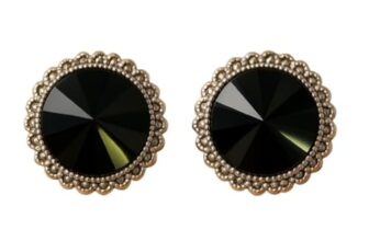 Estetica Antique Silver Black Stud Earrings For Women | Glass Stone Studded Designer Studs | Trendy Metal Stud Earrings | Women Earring | Girl Earring Pack Of 1