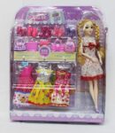 Brunte Kids Fashion Doll Set With Three Dress Set With Shoes, Bags And Other Accessories Set Doll For Girls, Multicolor