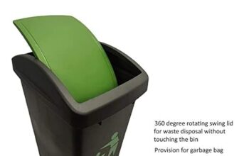 Cello Plastic Swing-Lid Garbage Dustbin (48 Ltr, Green/Blue/Black)