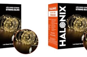 Halonix Bliss Copper Rice Light | Decorative Light | Festive Fairy Light | Usb Powered Copper String Light |Flexible Installation | Warm White| Pack 2
