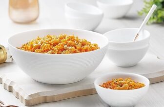 Larah By Borosil Plainware Orbit Series Opalware 7 Pcs Pudding Set | Microwave & Dishwasher Safe | Bone-Ash Free | Crockery Set For Dining & Gifting | Bowls Set | White