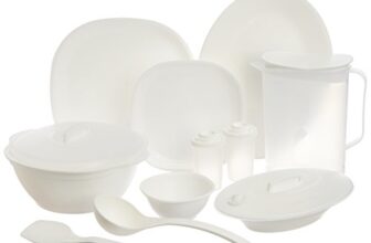 Signoraware Plastic Square Dinner Set (White) – 38 Pieces