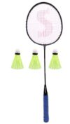 SINKIN Iron Badminton for All Family Men, Women, Boys & Girls, Strung Badminton Racket with Shuttle (Blue)