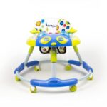 Bumtum Baby Kitty Walker For 06 To 48 Months With Parent Handle Rod | Foldable Activity Walker| Baby Blue & Yellow Walker