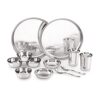 Attro Stainless Steel Solid Dinner Set Of 2 Thali, 2 Plate, 4 Bowl, 2 Glass, 2 Spoon (Thali Diameter 12 Inch) – Set Of 12, Silver, Standard