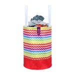 Prettykrafts 45L Non Woven Wave Printed Round Foldable Large Laundry Bag/Basket With Handle, Freestanding Cloth Storage Organizer For Bedroom, Bathroom, Dorm (36X36X45Cm, Multicolour, Set Of 1)