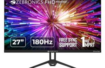 Zebronics 27 Inch Ips Panel 180Hz Gaming Monitor With Fhd 1080P, Free Sync Support, Dp, 2X Hdmi,300 Nits Max, 16.7M Colors, Built-In Speakers And Bezel Less Design Zeb-S27A