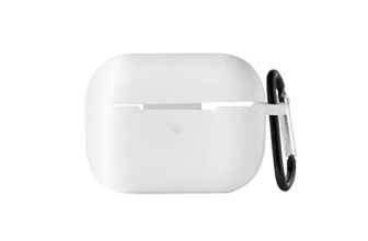 Amazon Basics Case For Apple Airpods Pro 2 2Nd Generation, Tws Soft Silicone Pouch With Hook, 360° Full Shock-Absorbing Protection (White) (Cover Only)