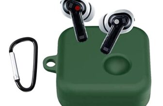 Amazon Basics Case For Nothing Ear 1, Tws Soft Silicone Pouch With Hook, 360° Full Shock-Absorbing Protection (Green) (Cover Only)