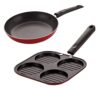NIRLON 3 Layer Non-Stick Coated Aluminium Rust Free Cooking Utensil Set of Casting Uttapam-4 Cavity & Tapper Pan-20cm (Color-Red)