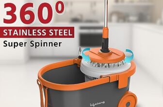 Lifelong 12L Spin Floor Mop Set With Bucket With 360 Degree Spinner, Floor Cleaning & Mopping System, Microfiber Refills (Orange, Llmop901)