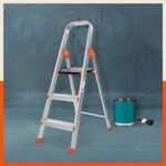 Bathla Advance Carbon – 3 Step Foldable Aluminium Ladder With Scratch Resistant Smart Platform And Sure-Hinge Technology (Orange)