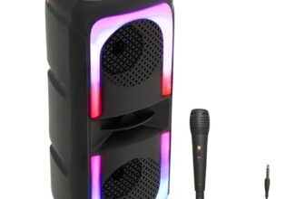 Ptron Fusion Beats 40W Karaoke Bluetooth Party Speaker W/Punchy Stereo Sound, 6Hrs Playtime, Rhythmic Rgb Lights, 3M Wired Mic,Bluetooth V5.1/Usb/Sd Card Playback Modes & Type-C Charging(Raven Black)