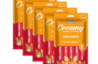 Drools Creamy Lickable Cat Treat Tuna Bonito, All Life Stages (Pack Of 5 Pouches, 375G)