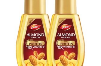 Dabur Almond Hair Oil – 580Ml(290Ml*2) | Provides Damage Protection | Non Sticky Formula | For Soft & Shiny Hair | With Almonds, Keratin Protein, Soya Protein & 10X Vitamin E