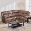 Home Centre Denver Fabric 4-Seater Corner Recliner Set – Brown