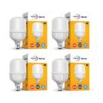 wipro Garnet 40W LED Bulb for Home & Office |Cool Day White (6500K) | B22 Base|220 degree Light coverage |4Kv Surge Protection |400V High Voltage Protection |Energy Efficient | Pack of 4