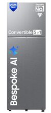Samsung 396 L, 2 Star, Convertible 5-In-1, Digital Inverter, Frost Free Double Door, Bespoke Ai Wifi Enabled Refrigerator (Rt41Dg6A2Bslhl, Ez Clean Steel/Real Steel, Silver)