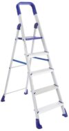 Sun Kart Clamber Pro – Foldable Step Ladder, Firm Grip, 5 Steps (Aluminium Steps, Blue & Satin)