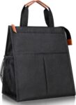 Pinzor Insulated Lunch Bag Leakproof Tote For Work, School, Travel, And Picnics Perfect For Women And Men(Black) Nylon, 16.2 Liters