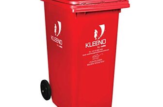 Cello Plastic Wheel Manual-Lift Garbage Waste Dustbin 240 Ltr-Red
