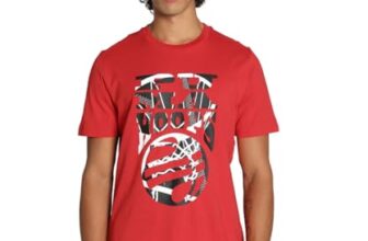 Puma Men’S Printed Regular Fit T-Shirt (624827_For All Time Red
