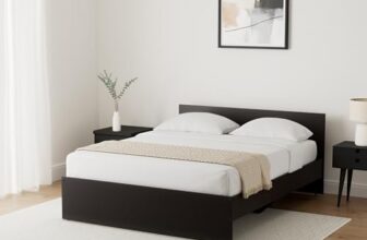 Amazon Brand – Solimo Medusa Engineered Wood Queen Bed (Wenge Finish)