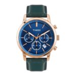 Home Timex Analog Watch For Men With Blue Dial & Blue Leather Strap Band – Water Resistant Men’S Wrist Watches -Tweg294Smu03