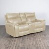 Home Centre Helsinki Beige Solid Leather 2-Seater Electric Recliner – 204cm