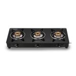 Bajaj UCX 3B Powder Coated Glasstop Gas Stove | 3 Burners | Open 【Black】