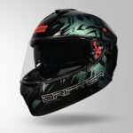 STUDDS Drifter D2 Leopard Chameleon Graphic ISI & DOT Certified Full FACE Helmet Inner Sun Visor and Spoiler (Black – L)