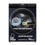 Haier 7 Kg 5 Star Powered by AI-DBT with PuriSteam, 525mm Super Drum Fully Automatic Front Load Washing Machine (HW70-IM12929BK, Inverter with In-Built Heater, Black)