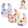 GLUN® Bibs Set for Unisex Newborn Toddlers Aged 8-36 Months, Pack of 3 Cute Print Baby bibs, Waterproof, Adjustable, Washable Feeding Bibs