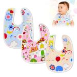 GLUN® Bibs Set for Unisex Newborn Toddlers Aged 8-36 Months, Pack of 3 Cute Print Baby bibs, Waterproof, Adjustable, Washable Feeding Bibs