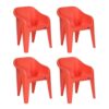 Nilkamal CHREEEZYGO Plastic Chair with Arm (Peach) – Set of 4