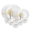 Cello Opalware Dazzle Series ‘Tree of Life’ 18 Piece Dinner Set | Opal Glass Crockery for 6 | Bone Ash-Free |Lightweight, Elegant White Plate & Bowl Set |Opal Glass Dinner Set for Daily Use & Gifting
