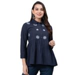 Home Mode Women’s Regular Fit Blouse (MFB0204_Navy