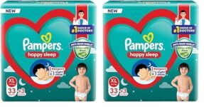 Pampers Happy Sleep Pant Style Baby Diapers, X-Large (XL), 36 Count, 1 Pampers : 1 Night Sleep, with Anti Rash Shield, 12-17 Kg Diapers (Pack of 2)