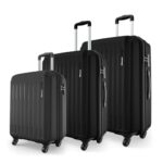 Safari Genius Alley Set of 3 (Cabin + Medium + Large) Trolley Bags Hard Case Polypropylene, 4 Wheels, 360 Degree Wheeling Luggage, Travel Bag, Suitcase for Travel, Trolley Bags for Travel, Black