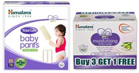 Himalaya Total Care Baby Pants Diapers, Extra Large, 74 Count & Himalaya Extra Moisturizing Baby Soap (75g, Buy 3 Get 1 Free)