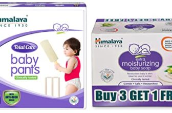 Himalaya Total Care Baby Pants Diapers, Extra Large, 74 Count & Himalaya Extra Moisturizing Baby Soap (75g, Buy 3 Get 1 Free)