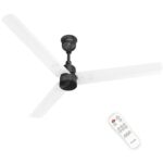 Polycab Wizzy Plus 1200mm 5-Star BLDC, Remote Ceiling fan for Living Room| 55% Energy Saving, 100% Copper, High Air Delivery, Reversible & Timer | 3+1 yr Warranty【Matt White Black】