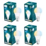PHILIPS 10 w LED Bulb|3 Colors in 1 LED Bulb|Scene Switch Bulb for Home & Decoration|Color: Tunable White, Pack of 4, b22d