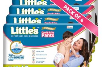 Little’s Premium Baby Diapers S Size (Small) Pants Style | 4-8 kg | 168 Count – Pack of 4 | CottonSoft Baby Diaper with Leakage Guard, Wetness Indicator & 12 Hours Absorption