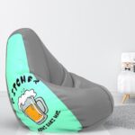 ComfyBean Bag with Beans Filled XXL Bean Bag Prefilled with Beans Printed – Official : PrintEssence (Color : Comfycture Abhi Baaki – Peach & Lt. Grey)