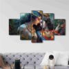 SAF Radha krishna Paintings for Living Room | Painting for Wall Decoration | 3D Wall Art for Bedroom | Radha krishna Religious Wall Painting Set of 5 (75 x 45 cms) SANFPNLS35490