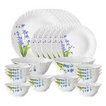 Home Larah by Borosil Lavender Opalware Dinner Set, 28 Pcs, White